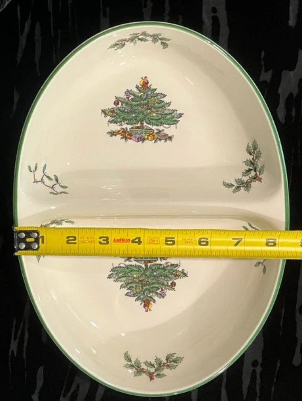 Spode Christmas Tree Oval Divided Serving Bowl EUC